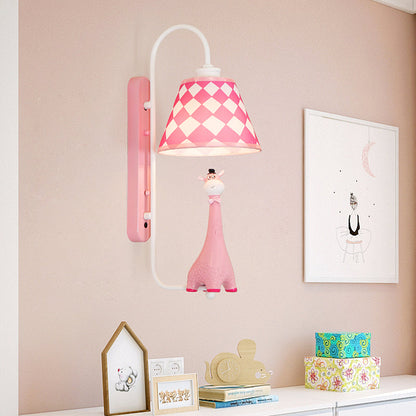 Vivolux | Animal Style Wandlamp mit Stoffschirm Giraffe Eine Licht Harzwandlampe für das Studienzimmer