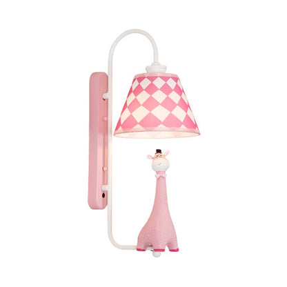 Vivolux | Animal Style Wandlamp mit Stoffschirm Giraffe Eine Licht Harzwandlampe für das Studienzimmer