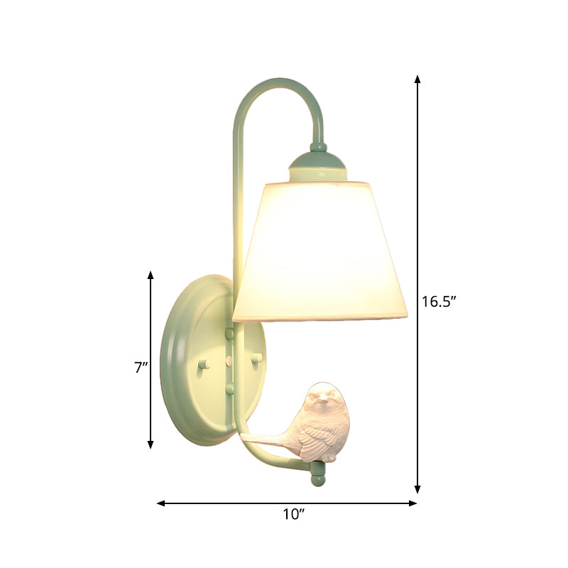 Vivolux | Macaron Stil Bucket Shade Wandlampe mit Vogel Dekor Eine Licht Metall Wand Sconce in Grün für das Stillzimmer