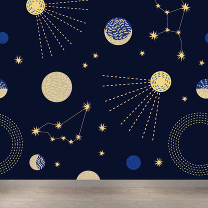 Vivolux | Pastel kleur Moderne wandschildering Behang Universum landschap Wandbekleding voor gastenkamer