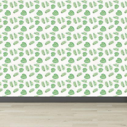 Vivolux | Tropische Bladeren Patroon Muurverf Non-woven Textuur Vlekbestendig Zachte Kleur Wandkunst voor Slaapkamer