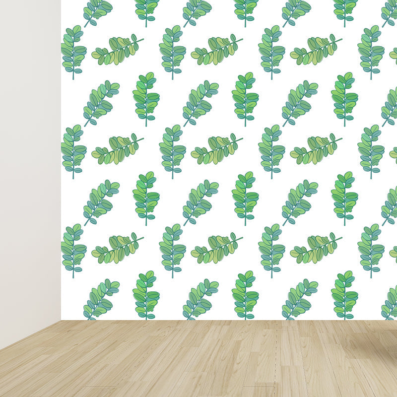 Vivolux | Tropische Bladeren Patroon Muurverf Non-woven Textuur Vlekbestendig Zachte Kleur Wandkunst voor Slaapkamer