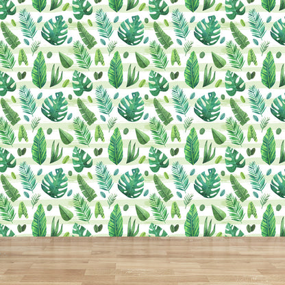 Vivolux | Tropische Bladeren Patroon Muurverf Non-woven Textuur Vlekbestendig Zachte Kleur Wandkunst voor Slaapkamer