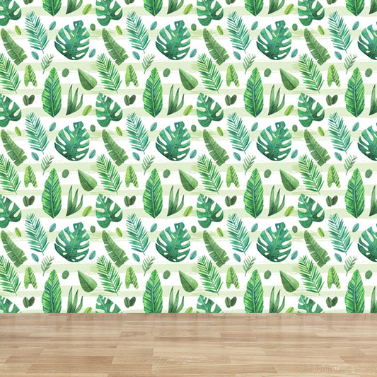 Vivolux | Tropische Bladeren Patroon Muurverf Non-woven Textuur Vlekbestendig Zachte Kleur Wandkunst voor Slaapkamer