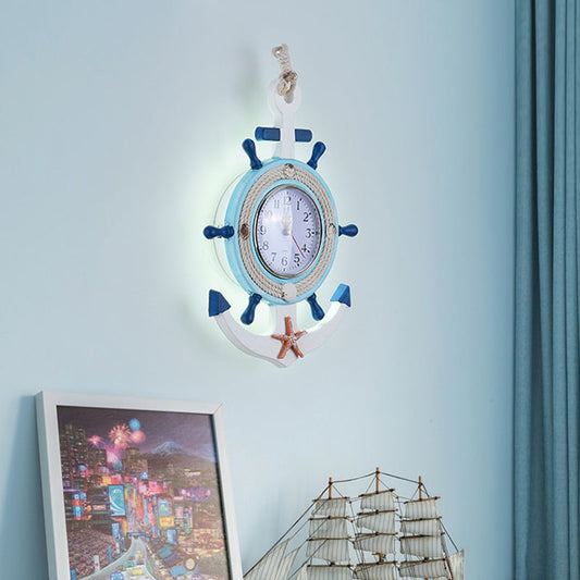 Vivolux | Rudder Wandverlichting Kinderen Metallic LED Blauwe Wandlamp met Klokontwerp, Warm/Wit Licht