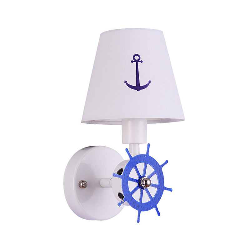 Vivolux | Stof Getaperde Schaduw Wandlamp Sconces Kinderen Enkele Kop Witte Wandverlichting met Ruder Decor