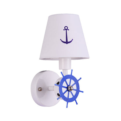 Vivolux | Stof Getaperde Schaduw Wandlamp Sconces Kinderen Enkele Kop Witte Wandverlichting met Ruder Decor