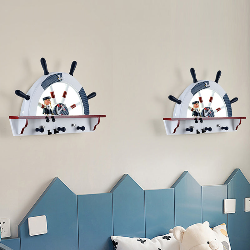 Vivolux | Witte Semi-Rudder Wandlamp Kids LED Houten Wandlamp met Acryl Shade, Warm/Wit Licht