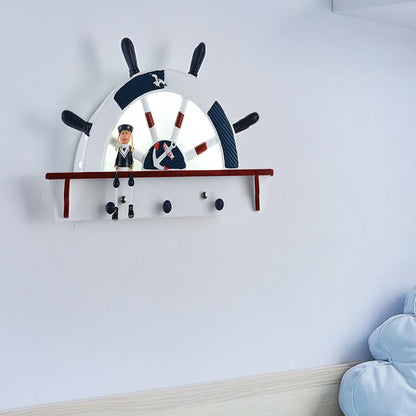 Vivolux | Houten roer Flush Mount Wandlamp Mediterrane LED Wandverlichting Ideeën met Cartoon Zeeman Decor in Blauw