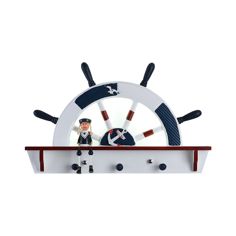 Vivolux | Houten roer Flush Mount Wandlamp Mediterrane LED Wandverlichting Ideeën met Cartoon Zeeman Decor in Blauw