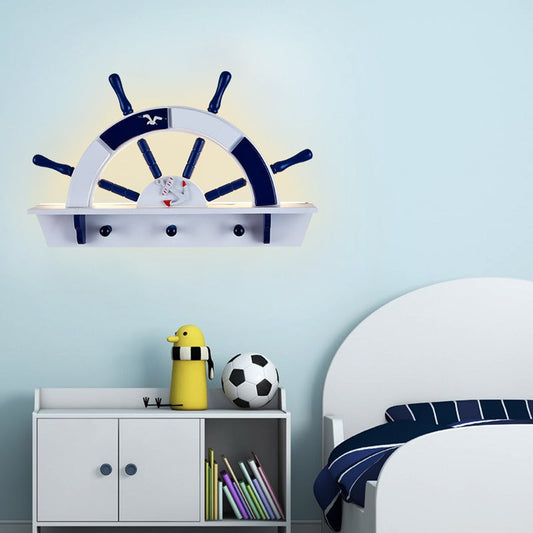 Vivolux | Kinderstil Halbruders Wandlampe Metall Babyzimmer LED Wandmontage Leuchte in Blau und Weiß