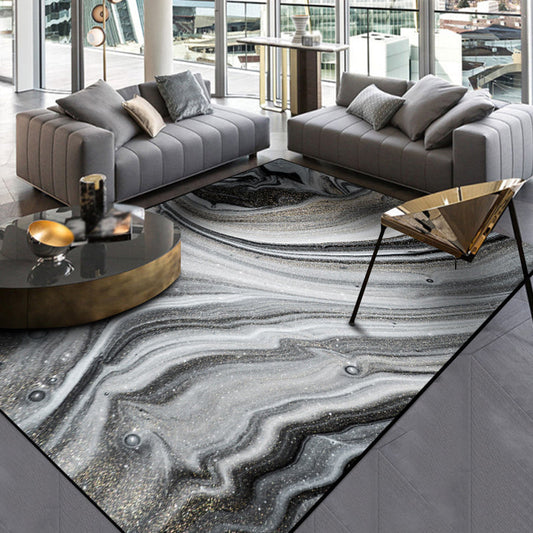 Vivolux | Modernistische Decoratie Tapijt Zwart Abstract Tapijt Polyester Wasbaar Antislip Huisdiervriendelijk Gebiedtapijt