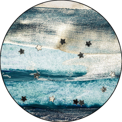 Vivolux | Blauer industrieller Teppich Polyester abstraktes Sterne-Muster Teppich haustierfreundlich waschbar rutschfester Teppich für das Schlafzimmer