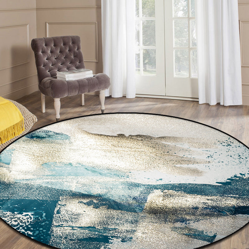 Vivolux | Blauer industrieller Teppich Polyester abstraktes Sterne-Muster Teppich haustierfreundlich waschbar rutschfester Teppich für das Schlafzimmer