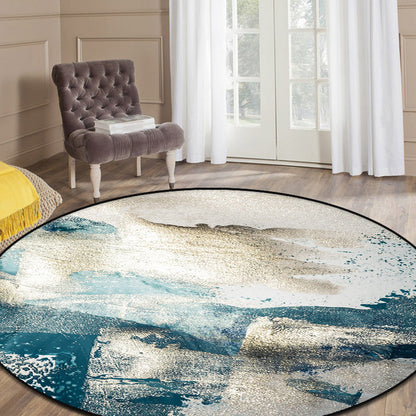 Vivolux | Blauer industrieller Teppich Polyester abstraktes Sterne-Muster Teppich haustierfreundlich waschbar rutschfester Teppich für das Schlafzimmer