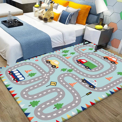Vivolux | Multicolor Cartoon Tiermuster Teppich Polyester Kinderteppich Waschbar Rutschfest Haustierfreundlicher Teppich für das Schlafzimmer