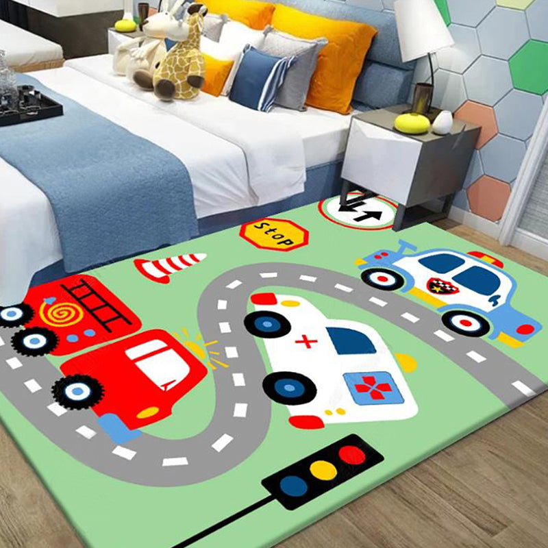 Vivolux | Multicolor Cartoon Tiermuster Teppich Polyester Kinderteppich Waschbar Rutschfest Haustierfreundlicher Teppich für das Schlafzimmer