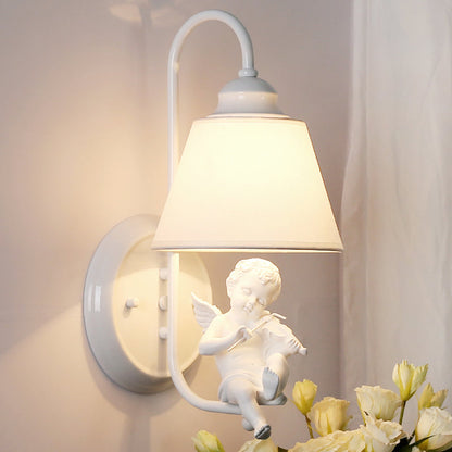 Vivolux | Monochrome Tapered Shade Wandleuchte mit Engel Deco Moderne Metall Wandleuchte für Erwachsenen Schlafzimmer