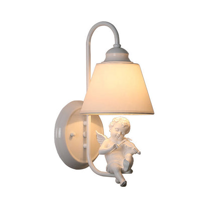 Vivolux | Monochrome Tapered Shade Wandleuchte mit Engel Deco Moderne Metall Wandleuchte für Erwachsenen Schlafzimmer