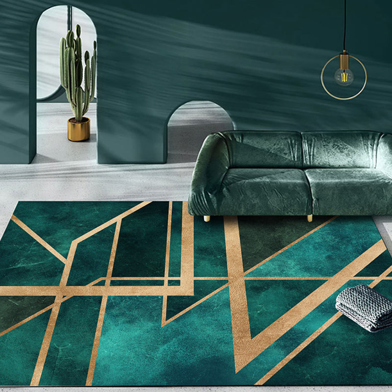 Vivolux | Nordic Parlor Teppich Grün Geometrisches Muster Teppich Polypropylen Waschbar Rutschfest Haustierfreundlicher Teppich