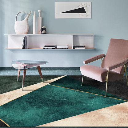 Vivolux | Nordic Parlor Teppich Grün Geometrisches Muster Teppich Polypropylen Waschbar Rutschfest Haustierfreundlicher Teppich
