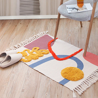 Vivolux | Multicolor Abstract Teppich Baumwolle Neuheit Teppich Waschbar Rutschfest Haustierfreundlicher Teppich für Wohnzimmer