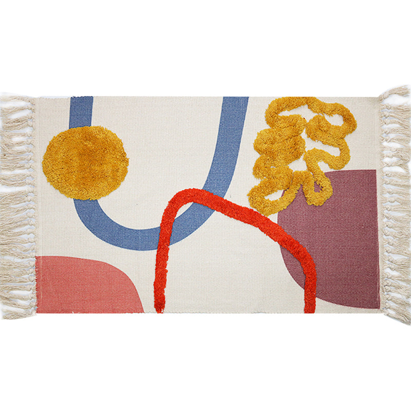 Vivolux | Multicolor Abstract Teppich Baumwolle Neuheit Teppich Waschbar Rutschfest Haustierfreundlicher Teppich für Wohnzimmer