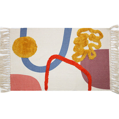 Vivolux | Multicolor Abstract Teppich Baumwolle Neuheit Teppich Waschbar Rutschfest Haustierfreundlicher Teppich für Wohnzimmer