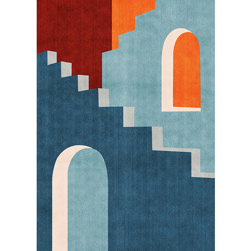 Vivolux | Blauwe Nordic Tapijt Polypropyleen Deurpatroon Tapijt Huisdiervriendelijk Wasbaar Antislip Vloerkleed voor Slaapkamer