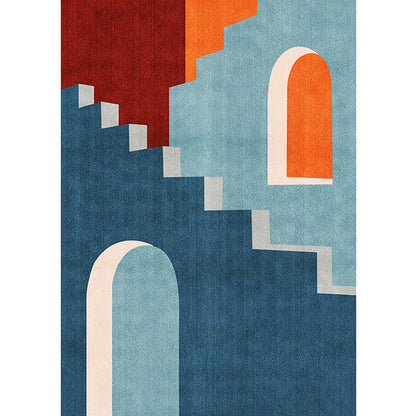 Vivolux | Blauwe Nordic Tapijt Polypropyleen Deurpatroon Tapijt Huisdiervriendelijk Wasbaar Antislip Vloerkleed voor Slaapkamer