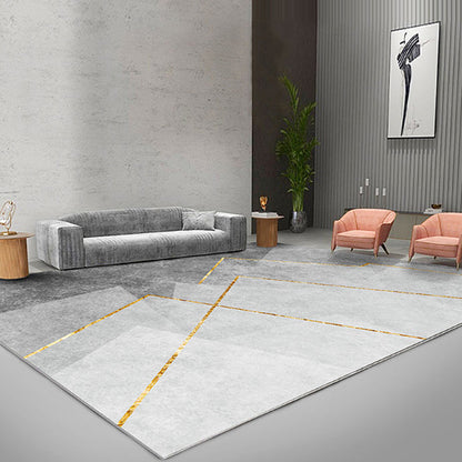 Vivolux | Grau geometrisches Muster Bereichsteppich mit Streifen Synthetik Moderner Teppich Waschbar rutschfeste Unterlage Teppich für die Stube