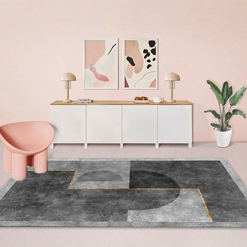Vivolux | Grau geometrisches Muster Bereichsteppich mit Streifen Synthetik Moderner Teppich Waschbar rutschfeste Unterlage Teppich für die Stube
