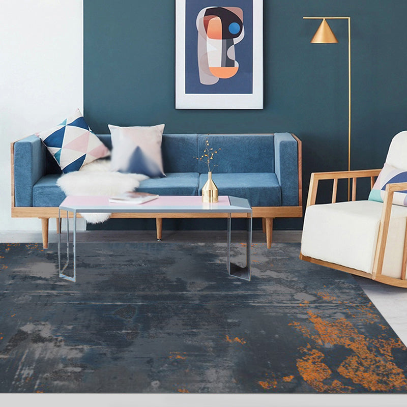 Vivolux | Dunkelgrauer Industrieteppich Polyester Abstraktes Muster Teppich Haustierfreundlich Rutschfest Waschbarer Bereich Teppich für Wohnzimmer