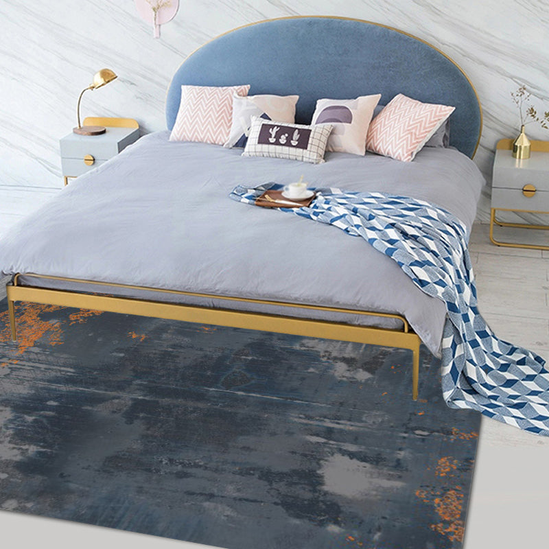 Vivolux | Dunkelgrauer Industrieteppich Polyester Abstraktes Muster Teppich Haustierfreundlich Rutschfest Waschbarer Bereich Teppich für Wohnzimmer