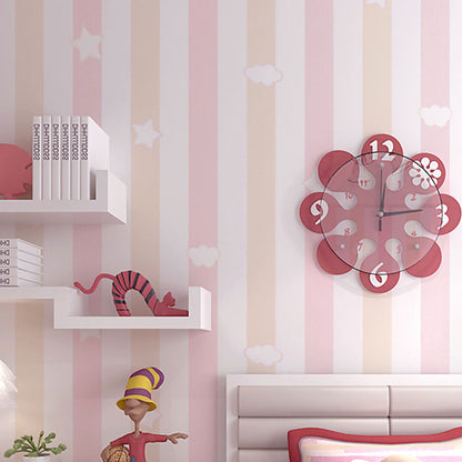 Vivolux | 33' x 20.5" stripe wallpaper for kids cloud wall art in soft colors for children, dirt-repellent