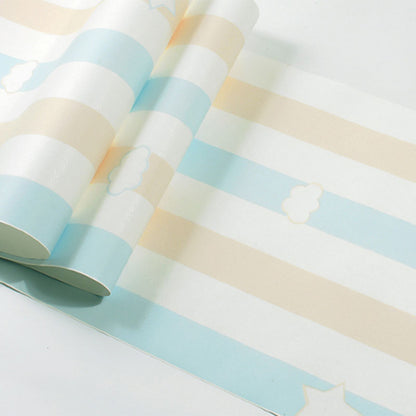 Vivolux | 33' x 20.5" stripe wallpaper for kids cloud wall art in soft colors for children, dirt-repellent