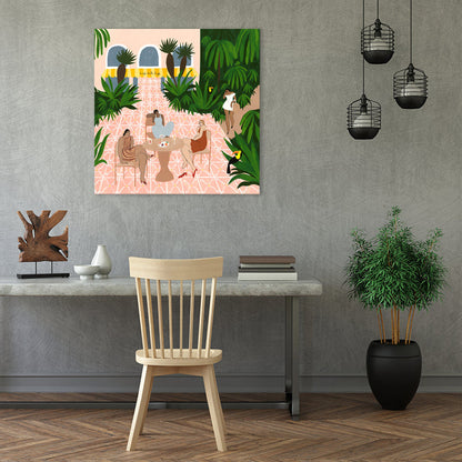 Vivolux | Hängende Figur Wandkunst Druck Unterhaltung Texturiert Leinwand in Sanften Farben für Raum