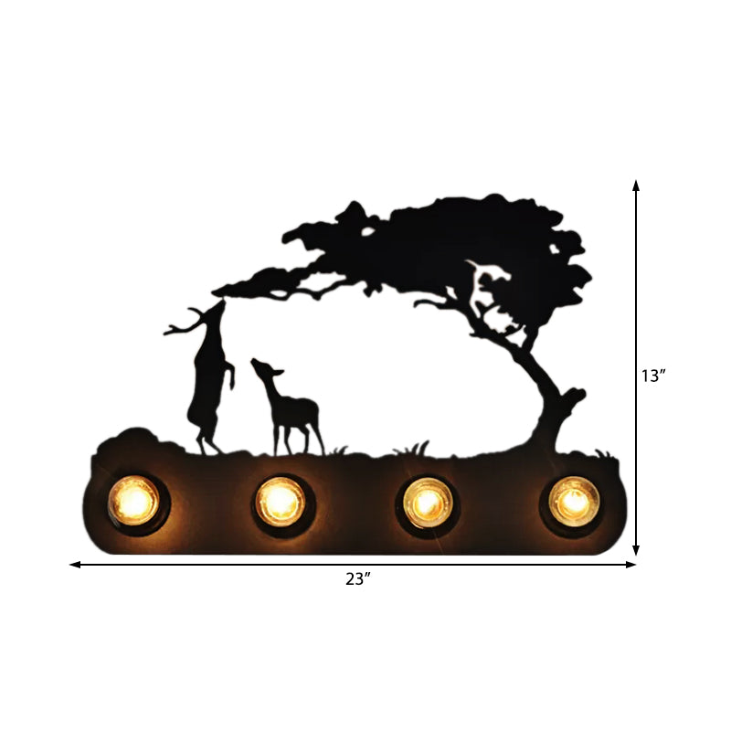 Vivolux | Studeerkamer Transportband Wandlamp mit Herten Metall 4 Leuchten Antik Schwarz Wandlicht