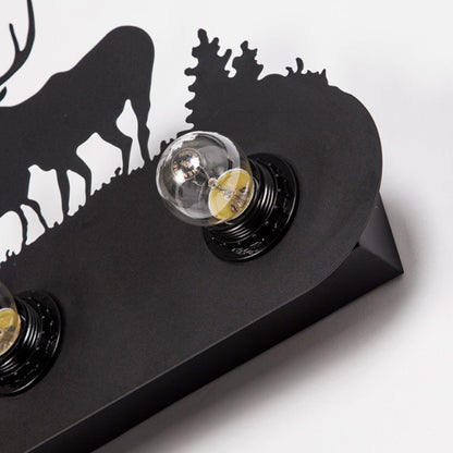 Vivolux | Rustikale Transportband Wandleuchte 4 Lampen Metall Wandleuchte mit Hirsch in Schwarz für Wohnzimmer