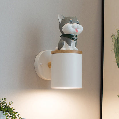 Vivolux | Zylinder Studium Zimmer Wandleuchte mit Doggy Deco Harz 1 Kopf Tier Wandleuchte