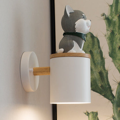Vivolux | Zylinder Studium Zimmer Wandleuchte mit Doggy Deco Harz 1 Kopf Tier Wandleuchte