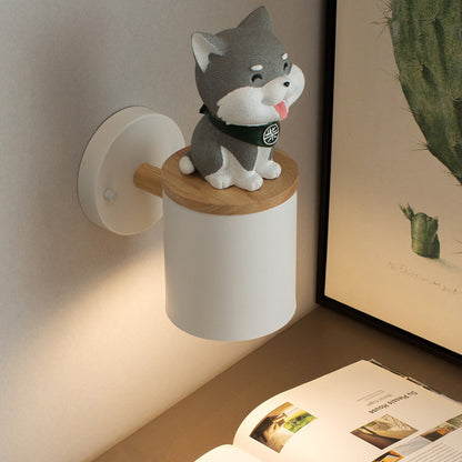 Vivolux | Zylinder Studium Zimmer Wandleuchte mit Doggy Deco Harz 1 Kopf Tier Wandleuchte