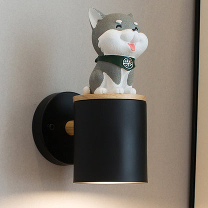 Vivolux | Zylinder Studium Zimmer Wandleuchte mit Doggy Deco Harz 1 Kopf Tier Wandleuchte