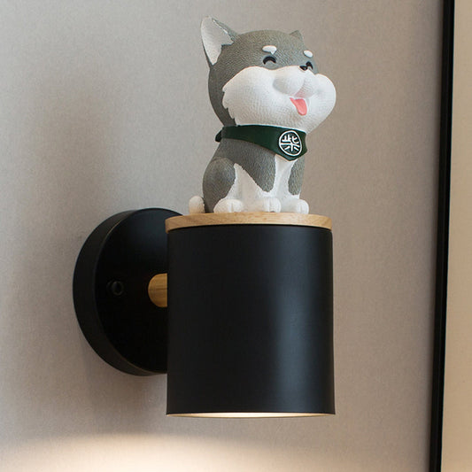 Vivolux | Zylinder Studium Zimmer Wandleuchte mit Doggy Deco Harz 1 Kopf Tier Wandleuchte