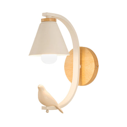Vivolux | Nordic Style Kegelförmige Wandlampe mit Vogel 1 Kopf Metall Wandleuchte für Schlafzimmer Flur