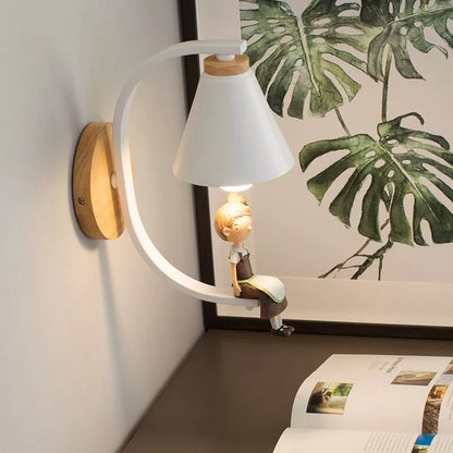 Vivolux | Moderne Weiße Wandlampe Kegelform Shade 1 Glühbirne Metall Wandleuchte mit Mädchen Deko für Schlafzimmer