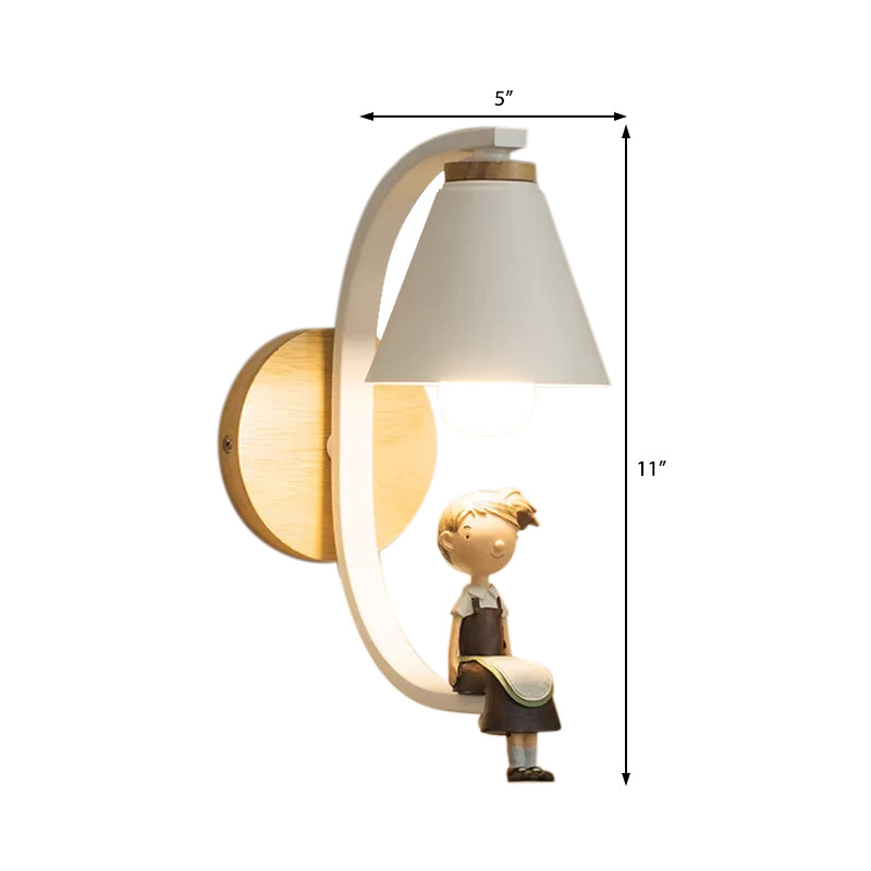 Vivolux | Moderne Weiße Wandlampe Kegelform Shade 1 Glühbirne Metall Wandleuchte mit Mädchen Deko für Schlafzimmer