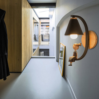 Vivolux | 1 Licht Trichter Schirm Wandleuchte Nordic Stil Metall Wandlampe für Kinder Schlafzimmer Küche