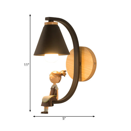 Vivolux | 1 Licht Trichter Schirm Wandleuchte Nordic Stil Metall Wandlampe für Kinder Schlafzimmer Küche