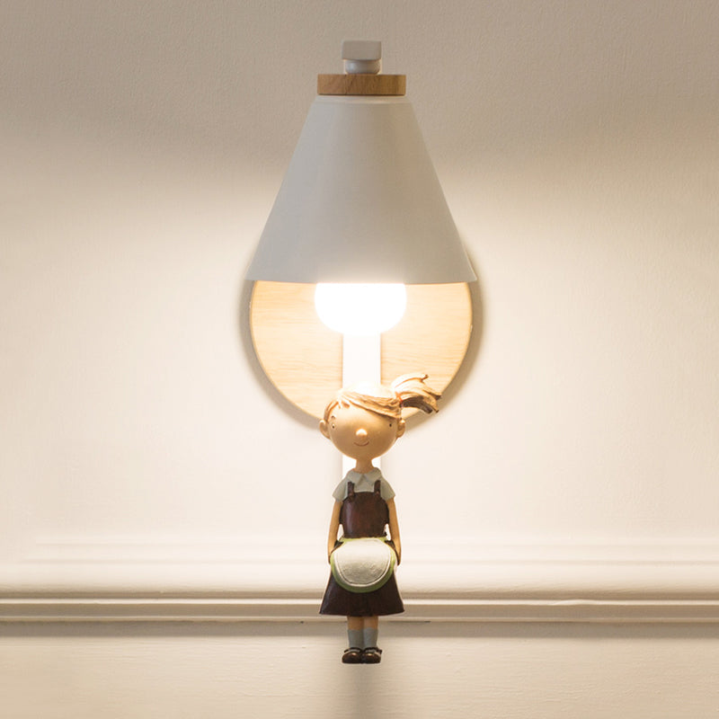 Vivolux | 1 Licht Trichter Schirm Wandleuchte Nordic Stil Metall Wandlampe für Kinder Schlafzimmer Küche